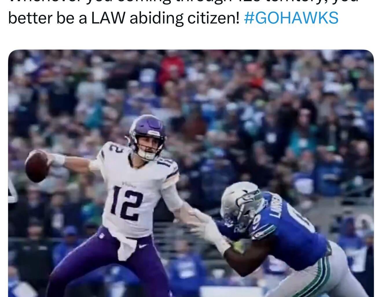 [DeMarcus Lawrence] Whenever you coming through 12s territory, you better be a LAW abiding citizen! #GOHAWKS