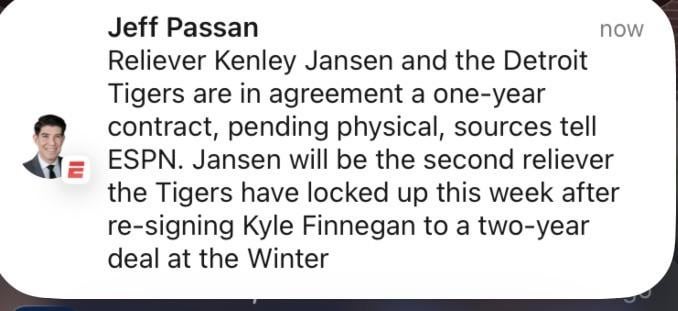 Kenley Jansen Signs with Tigers