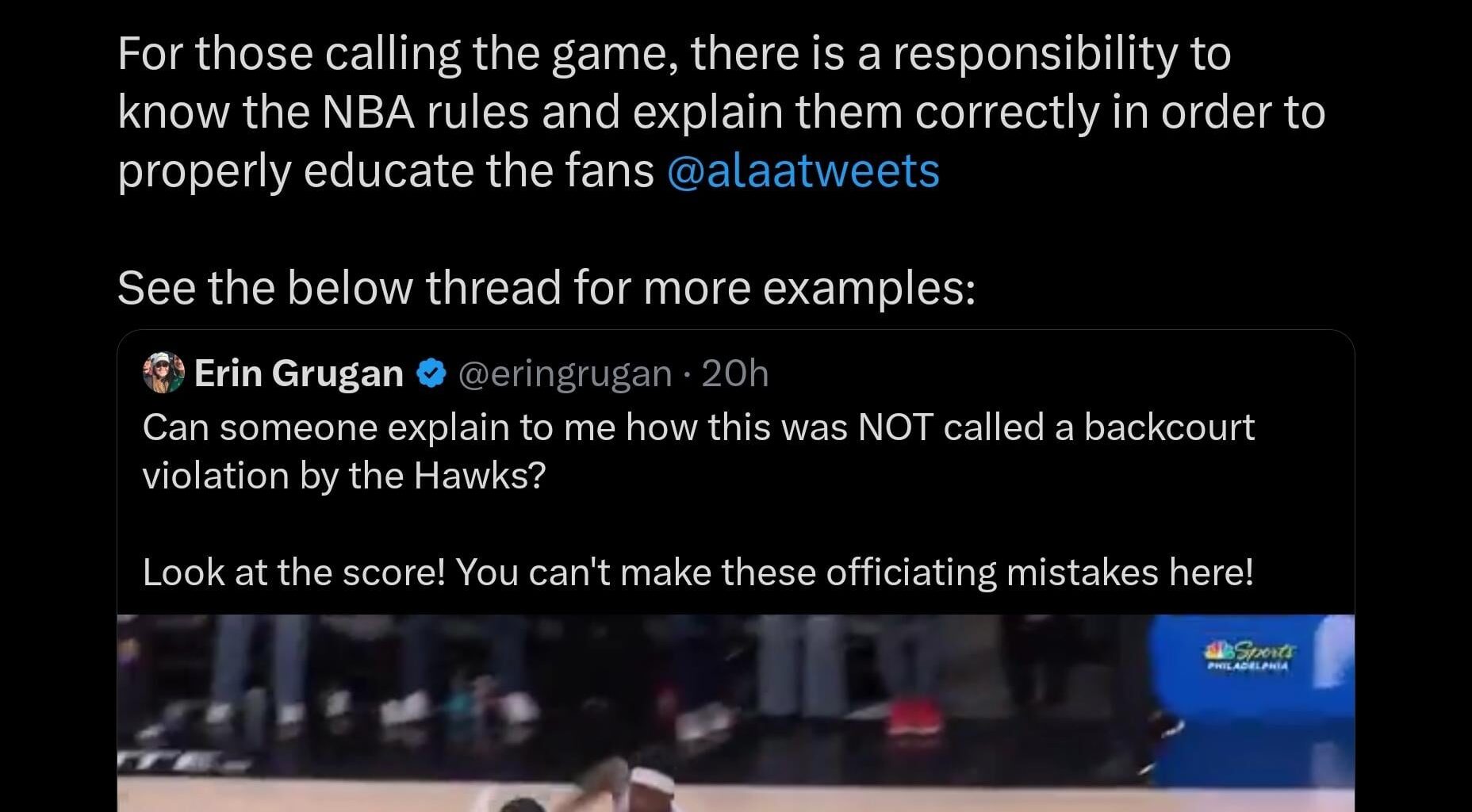 @OfficialNBARefs making it clear that this was NOT a backcourt violation last night. (It's about momentum)