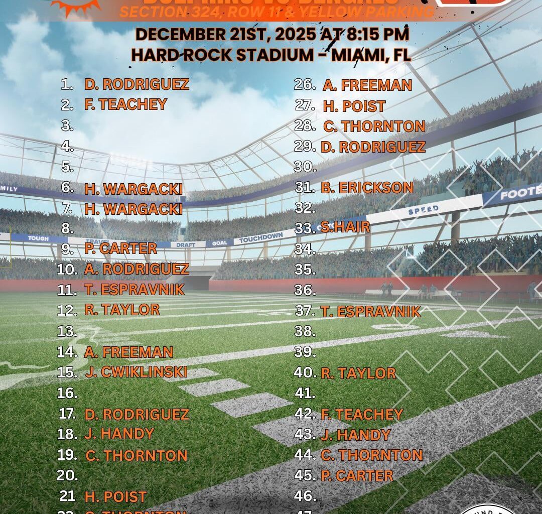 Bengals/Dolphins tickets 12/21