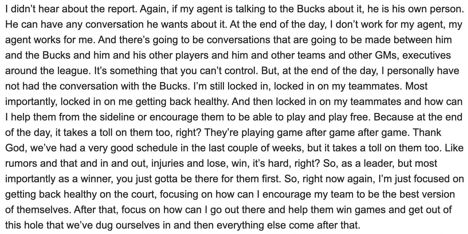 Giannis speaks to the media for the first time since 12/3