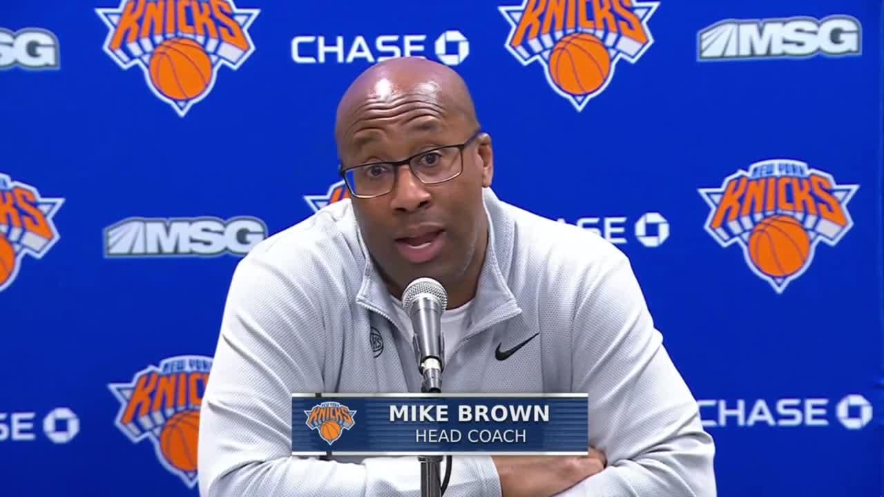 Mike Brown on Brunson's dagger in Indiana: "We call a timeout - we took another timeout, drew up a different play. And as Jalen's walking out on the floor, Jalen turns to me and says 'I'm getting this win. I'm going for it.' I said you do you. That's who you are... I'm glad I'm a part of his team."