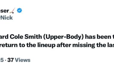 [Kieser] Nashville forward Cole Smith (Upper-Body) has been taken off IR. Could see him return to the lineup after missing the last 19 games.