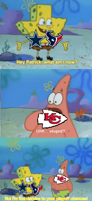 We may hate the Cowboys but KC's playoff chances took a huge hit from Texas.