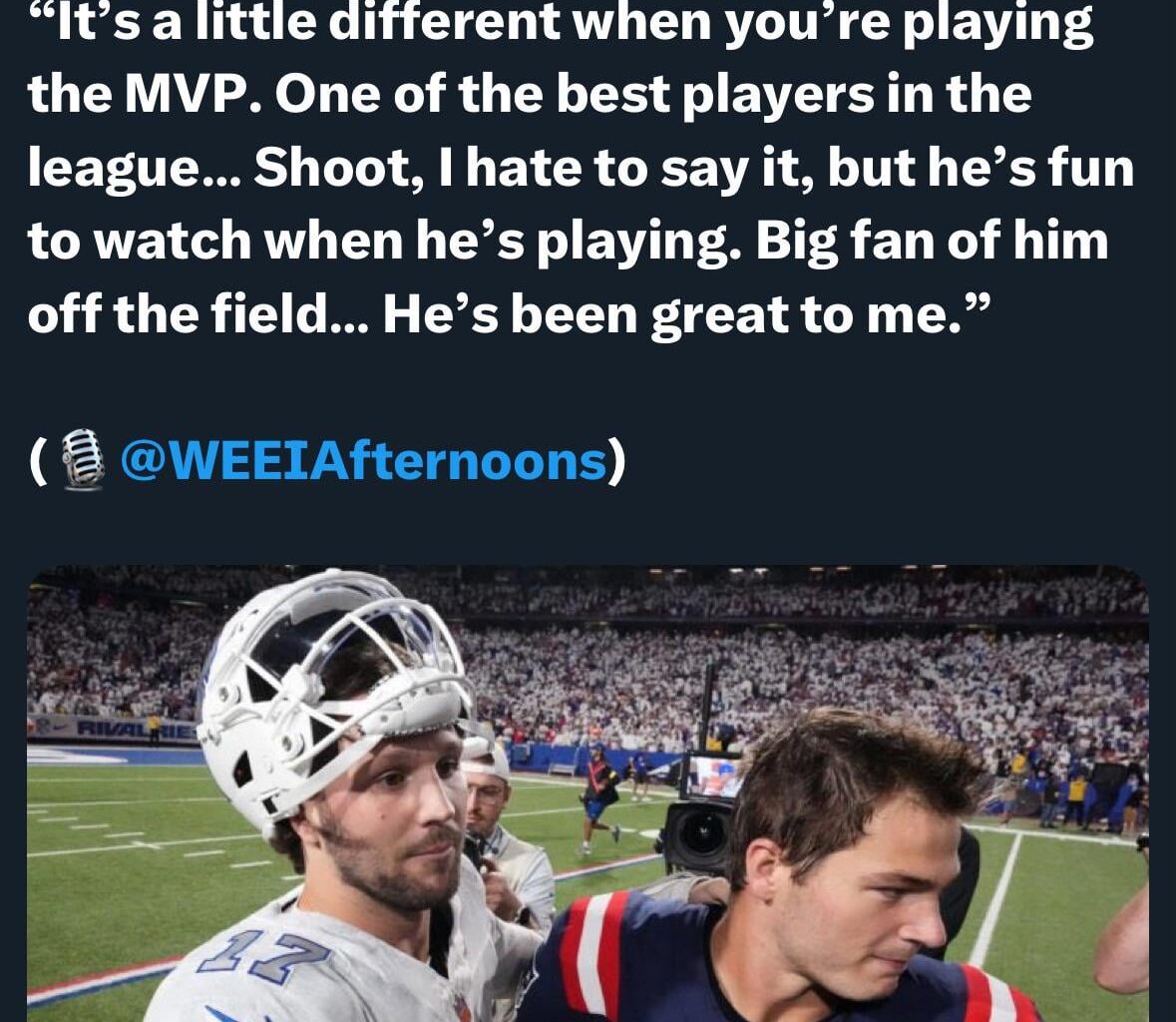 Drake Maye on Josh Allen: