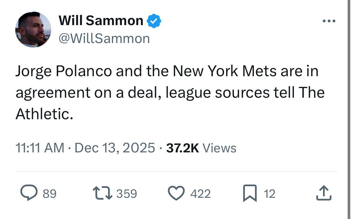 [Sammon] Mets sign Jorge Polanco to a 2 year deal
