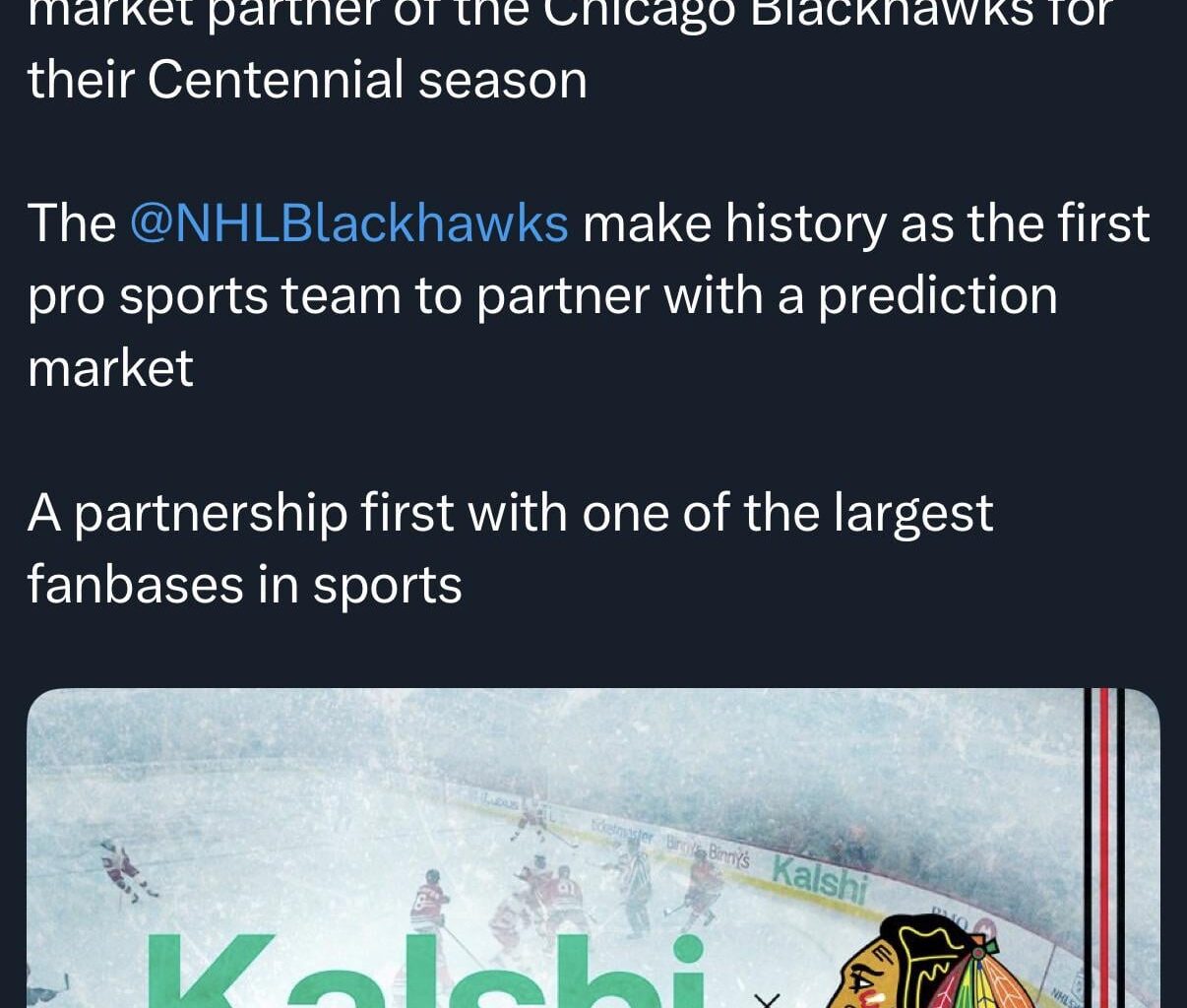 Absolutely disgusting. Hawks decide to partner with Kalshi