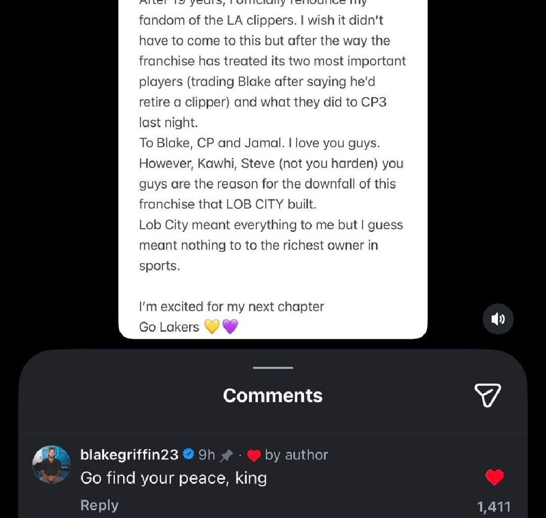 You know it's bad when BLAKE GRIFFIN isn't blaming fans for leaving😭😭😭