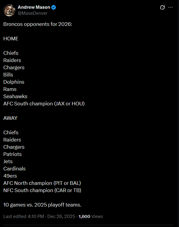 [Mason] Broncos Opponents for 2026.