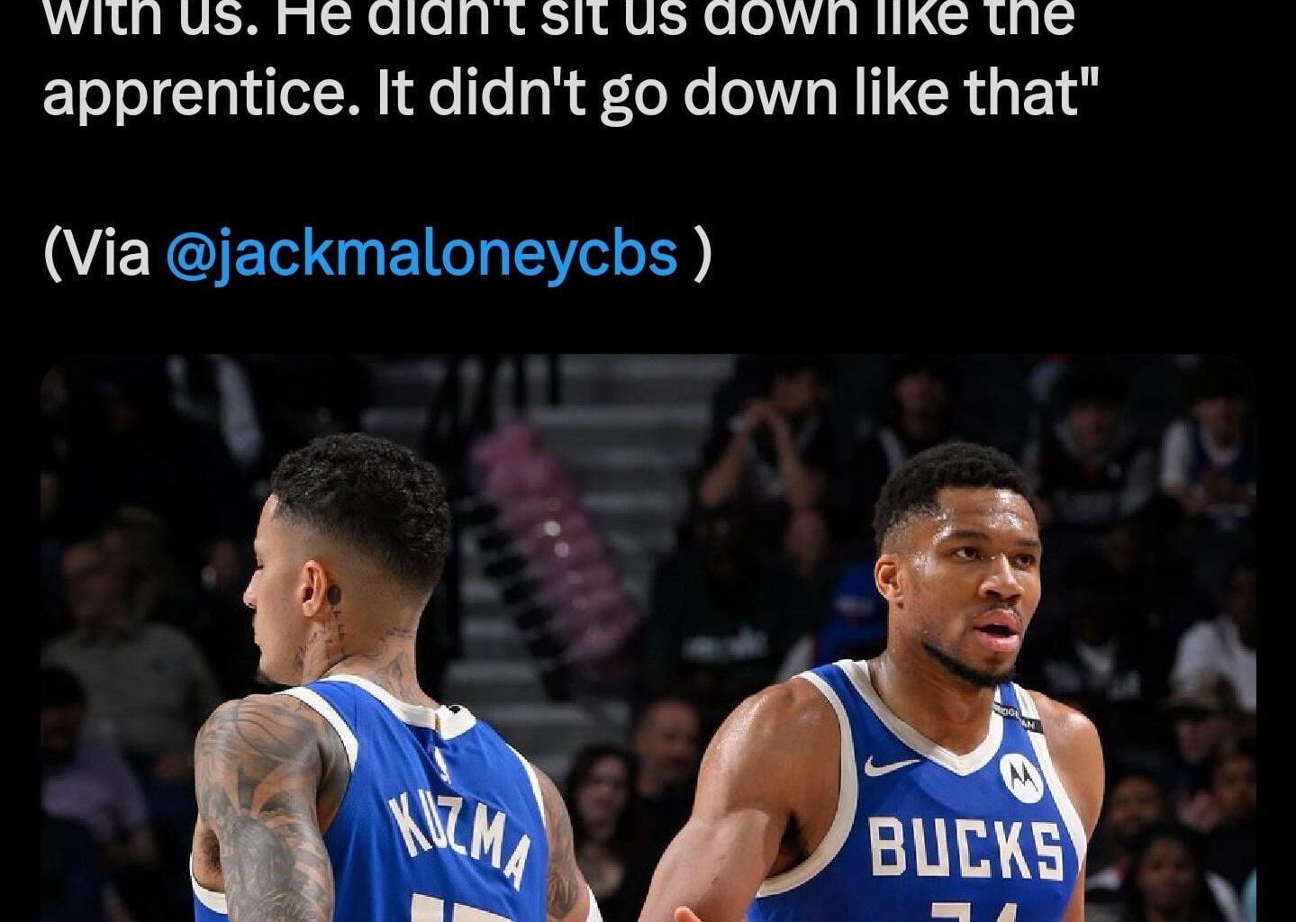 Kyle kuzma says giannis did not meet with them