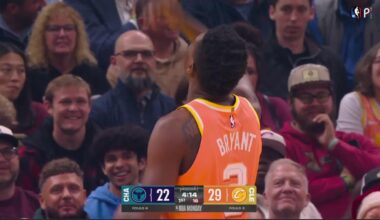 [Highlight] Thomas Bryant trips and falls over as he does the "too small" gesture