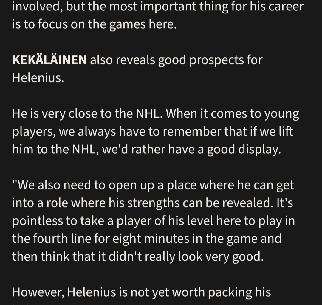 Jarmo's response to Finnish press on why Helenius wasn't sent to world juniors (Google translated)