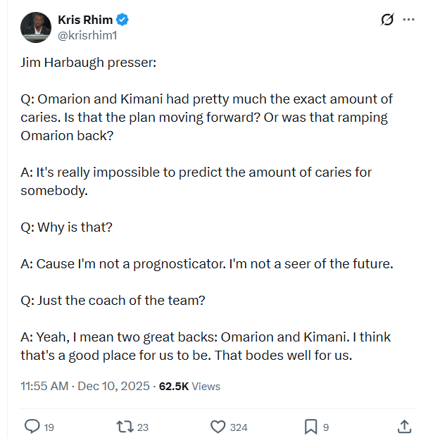 Jim Harbaugh confirms he cannot see the future, continues to play his cards close to the vest