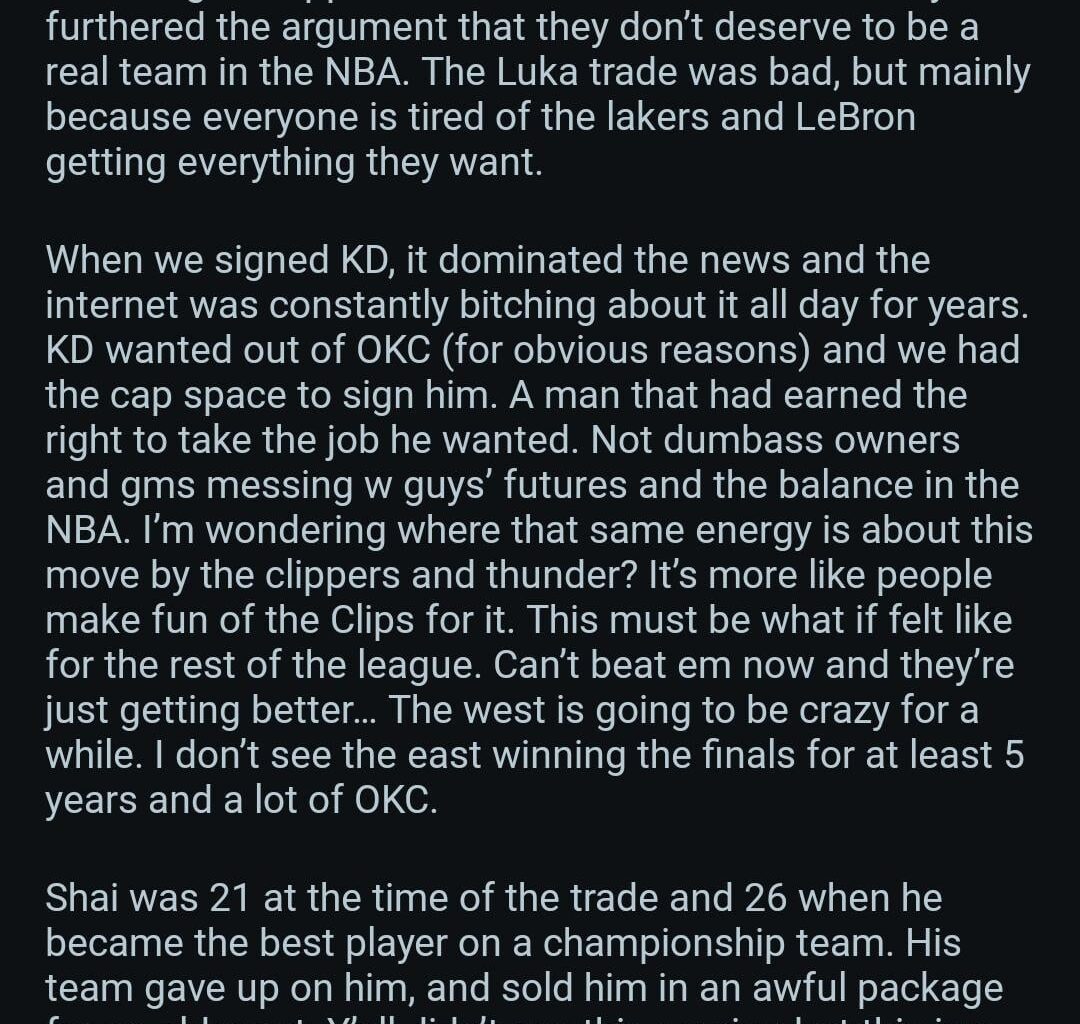 You guys must laugh at other fanbases losing their mind saying you broke the league.