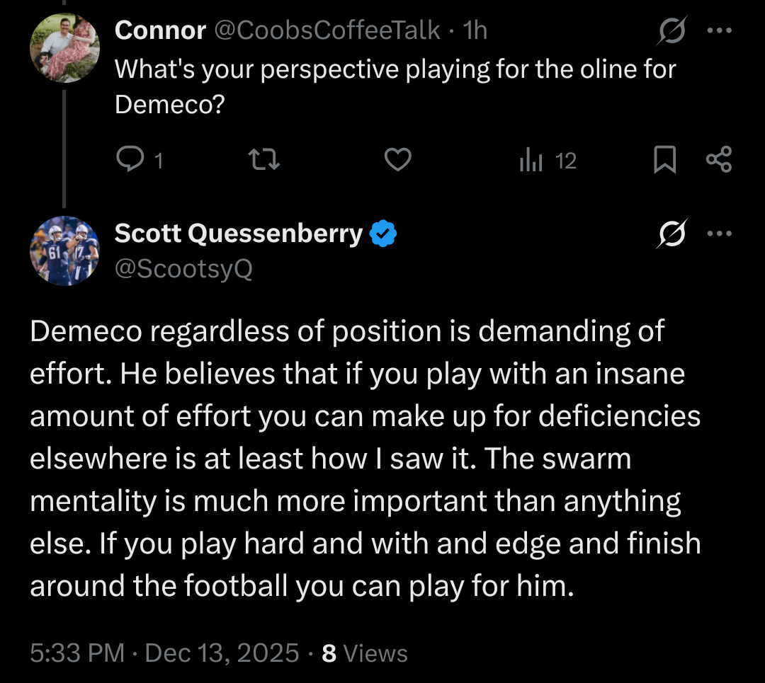Scott Quessenberry on playing for Demeco.