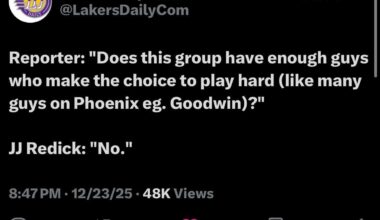 JJ redick with another comment towards our roster