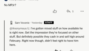 [Vecenie] “I’ve gotten mixed stuff on how available (MPJ) is right now. Get the impression (the Nets) are focused on other stuff.”