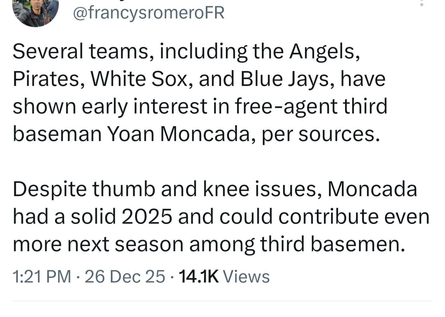 Halos are interested in bringing Yoan Moncada back