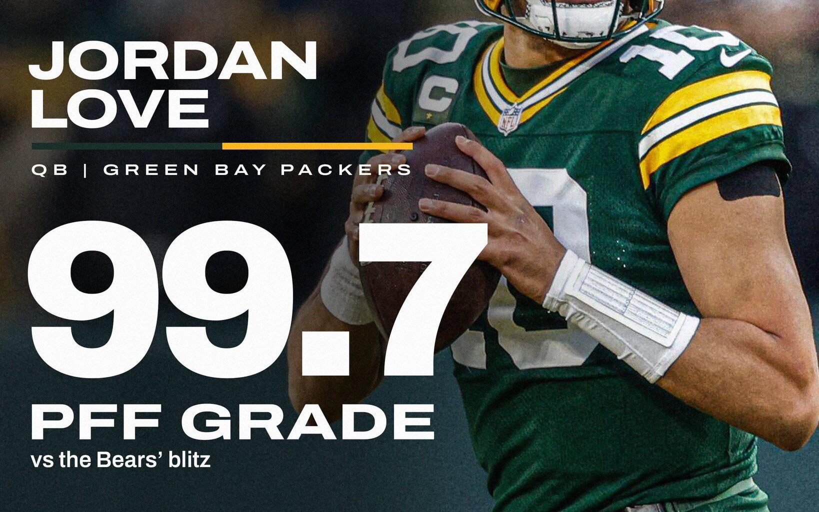 Jordan Love vs the Bears blitz — 9/12, 171 Passing Yards, 3 TDs, 156.3 Passer Rating