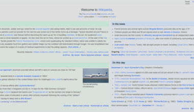 Front page of Wikipedia today