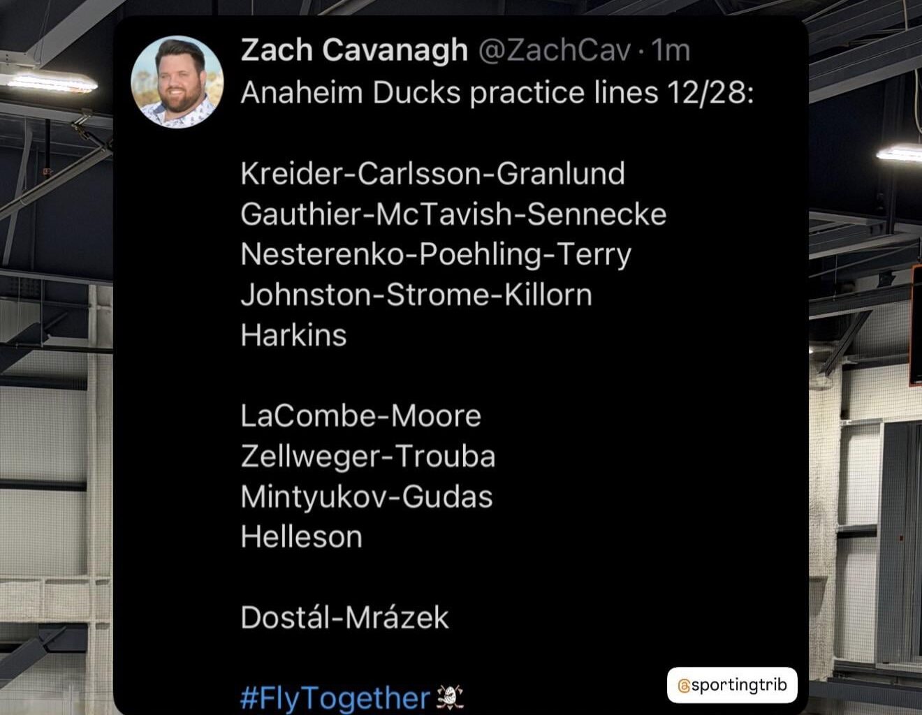 Major line and defensive pairing shakeups in practice today. Helleson looks to be the odd man out on D. Strome to 4th line C. Granlund to the 1st. Terry knocked down to the 3rd.