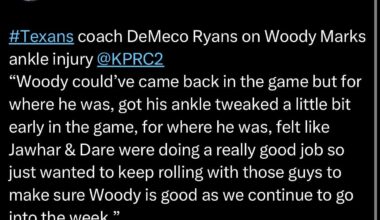 Woody Marks injury update