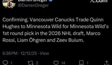 The Wild have acquired Quinn Hughes