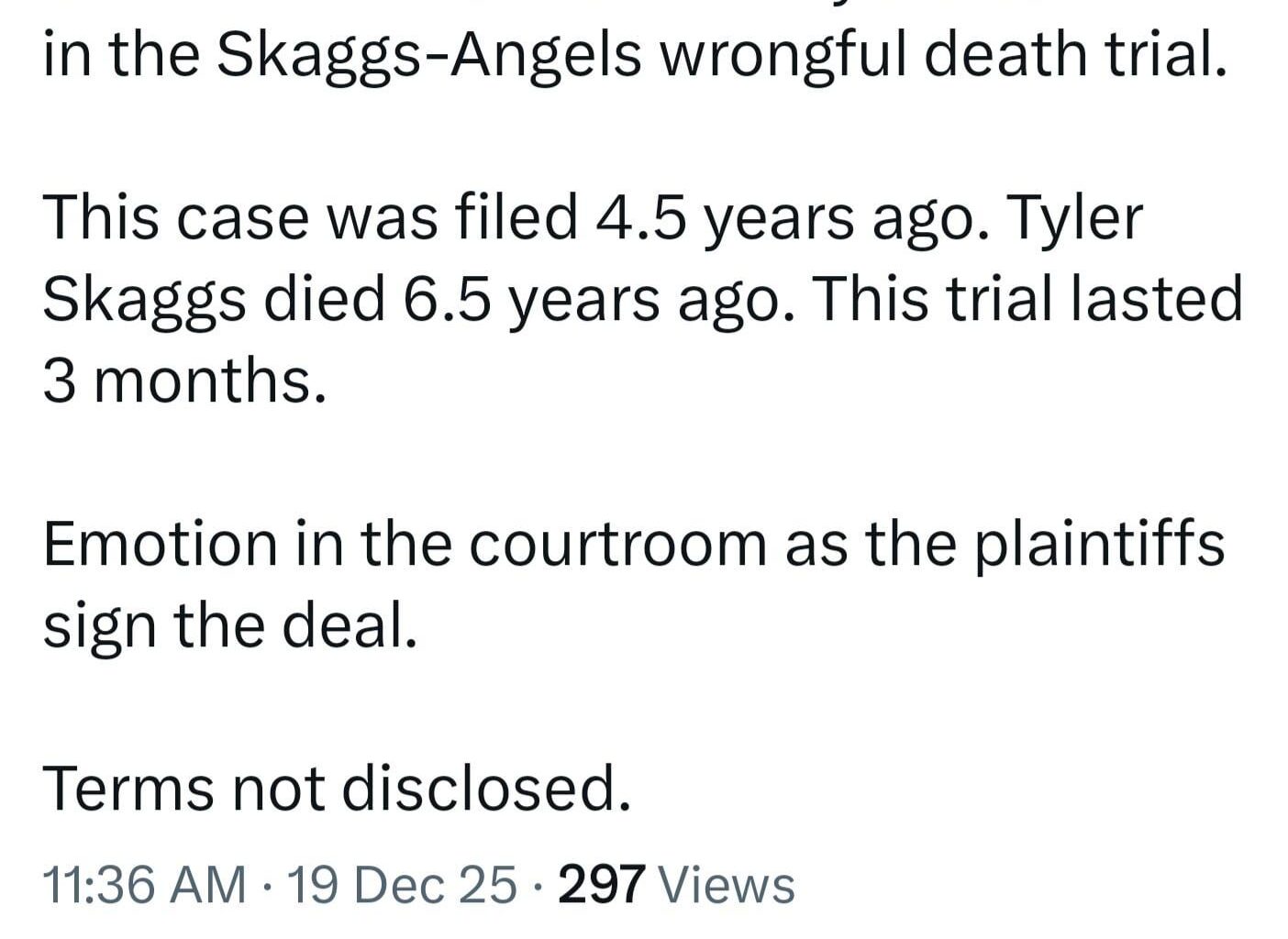 Halos and Skaggs family reach a settlement