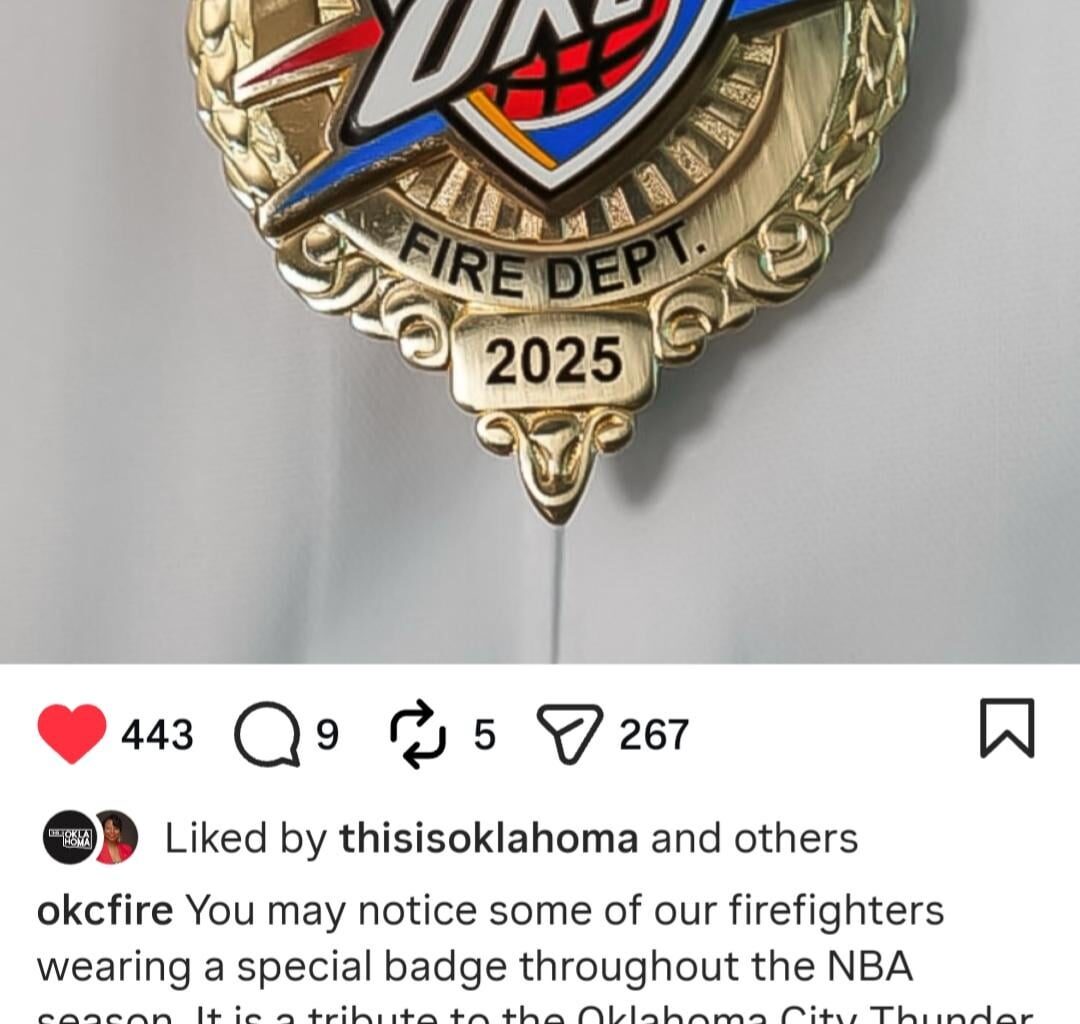 OKCFD is wearing commemorative Thunder badges.