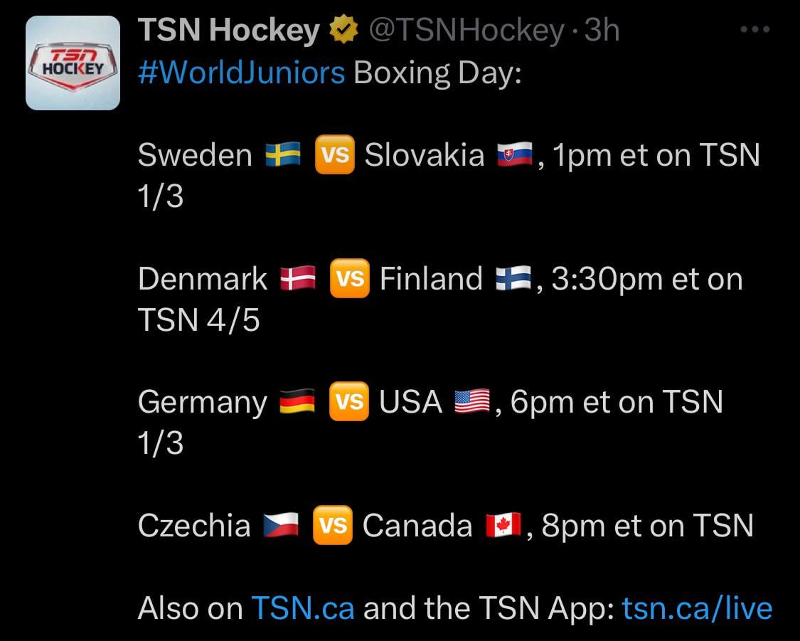 WJC day 1 is full of Flyers relevant game tomorrow.