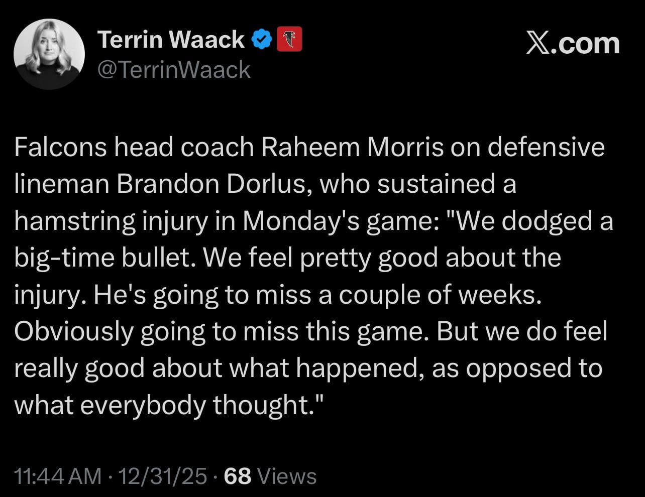 The Injury Brandon Doris sustained isn’t serious and is actually a Hamstring injury (Still out multiple weeks)