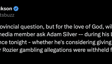 I know it's a provincial question, but for the love of God, will some credentialed media member ask Adam Silver -- during his Las Vegas press conference tonight - whether he's considering giving the Heat a draft pick after Rozier gambling allegations were withheld from them in trade talks?