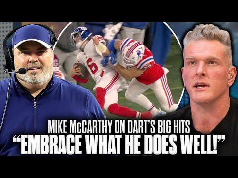 [The Pat McAfee Show] "Jaxson Dart's Running Game Is What Sets Him Apart!" - Mike McCarthy On Dart Taking Big Hits