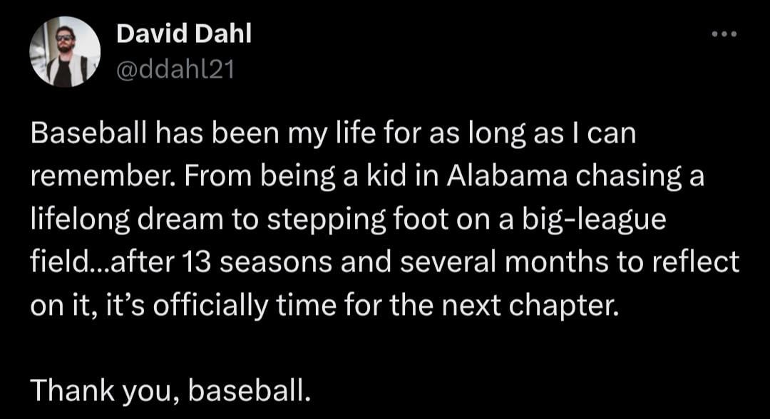 David Dahl announces retirement
