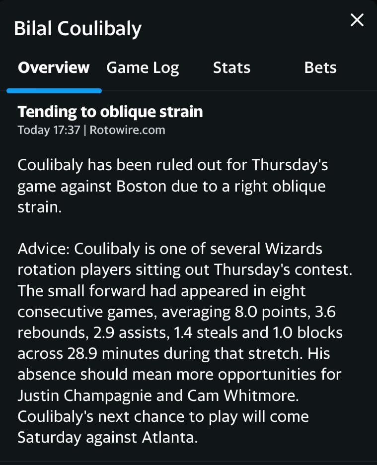 BC0UL, out for Thursdays game