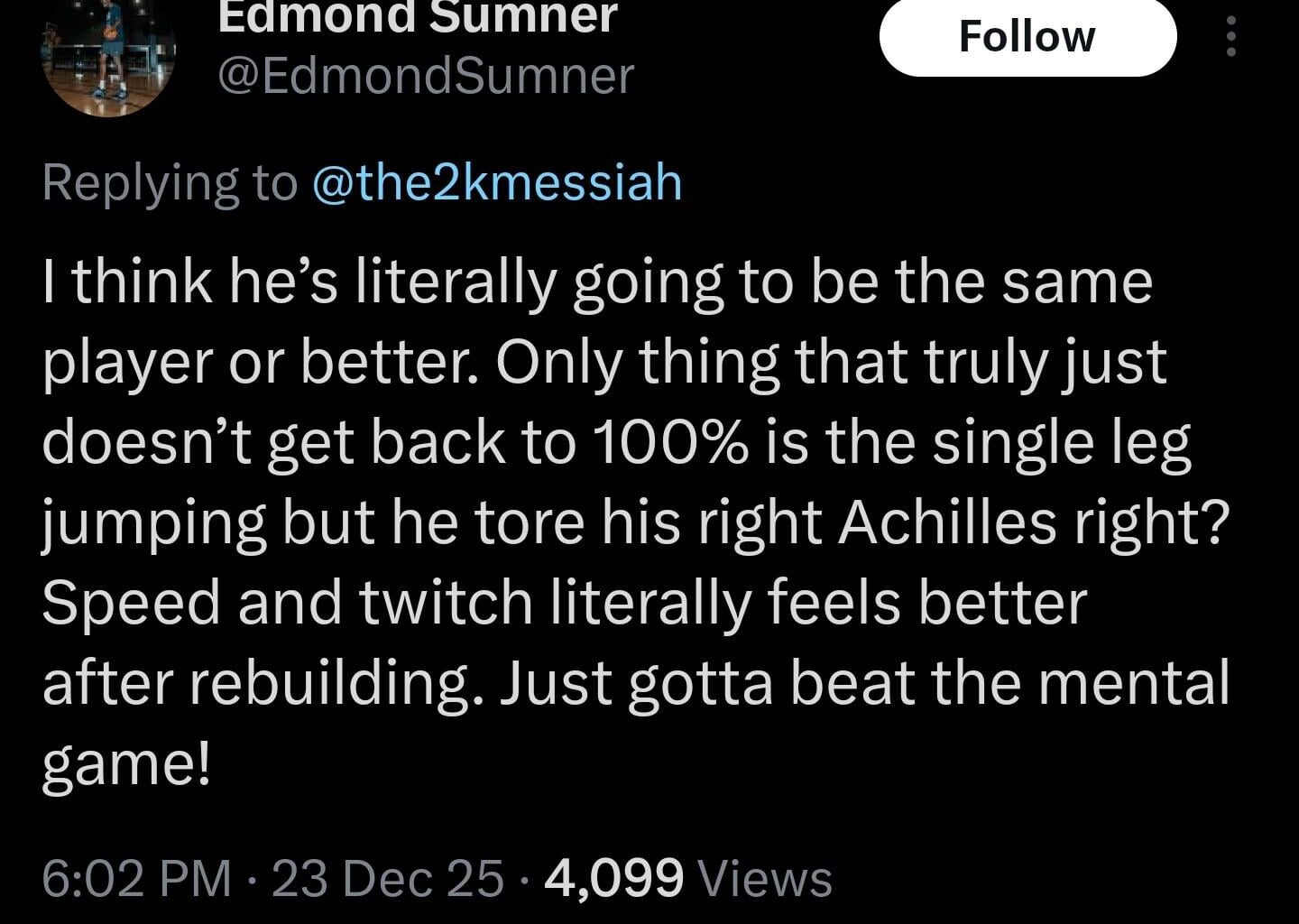 Edmond Sumner gives insight on Haliburton's recovery