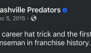 12/5/15 — 10 years ago today NHL HOFer Shea Weber had the 1st Preds’ D-Man Hat Trick