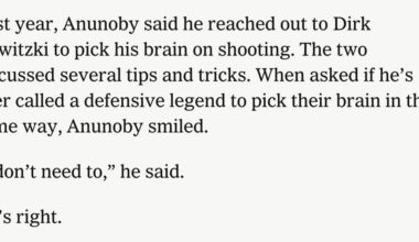 Fantastic quote from OG about his defense