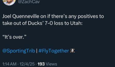 [Cavanagh] Joel Quenneville on if there’s any positives to take out of Ducks’ 7-0 loss to Utah: “It’s over.”