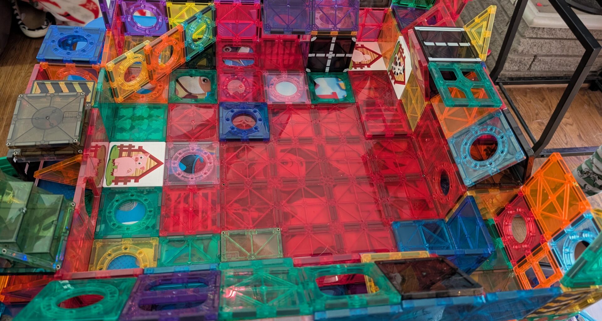 Deep in the off-season, my four year old and I are itching for some baseball. So we built our own stadium out of magnetiles.