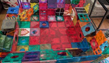 Deep in the off-season, my four year old and I are itching for some baseball. So we built our own stadium out of magnetiles.