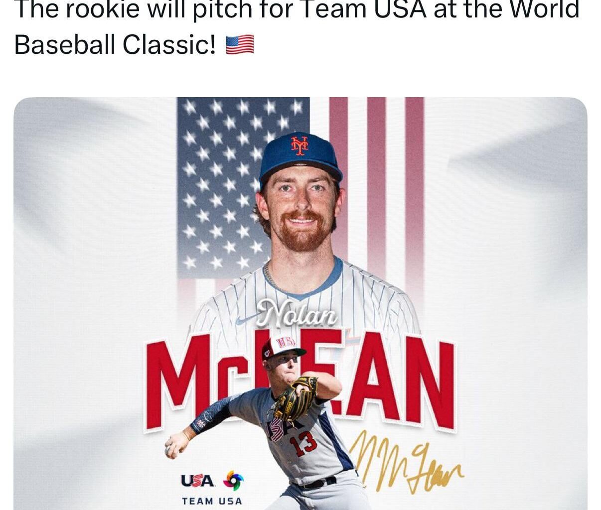 McLean to pitch for team USA