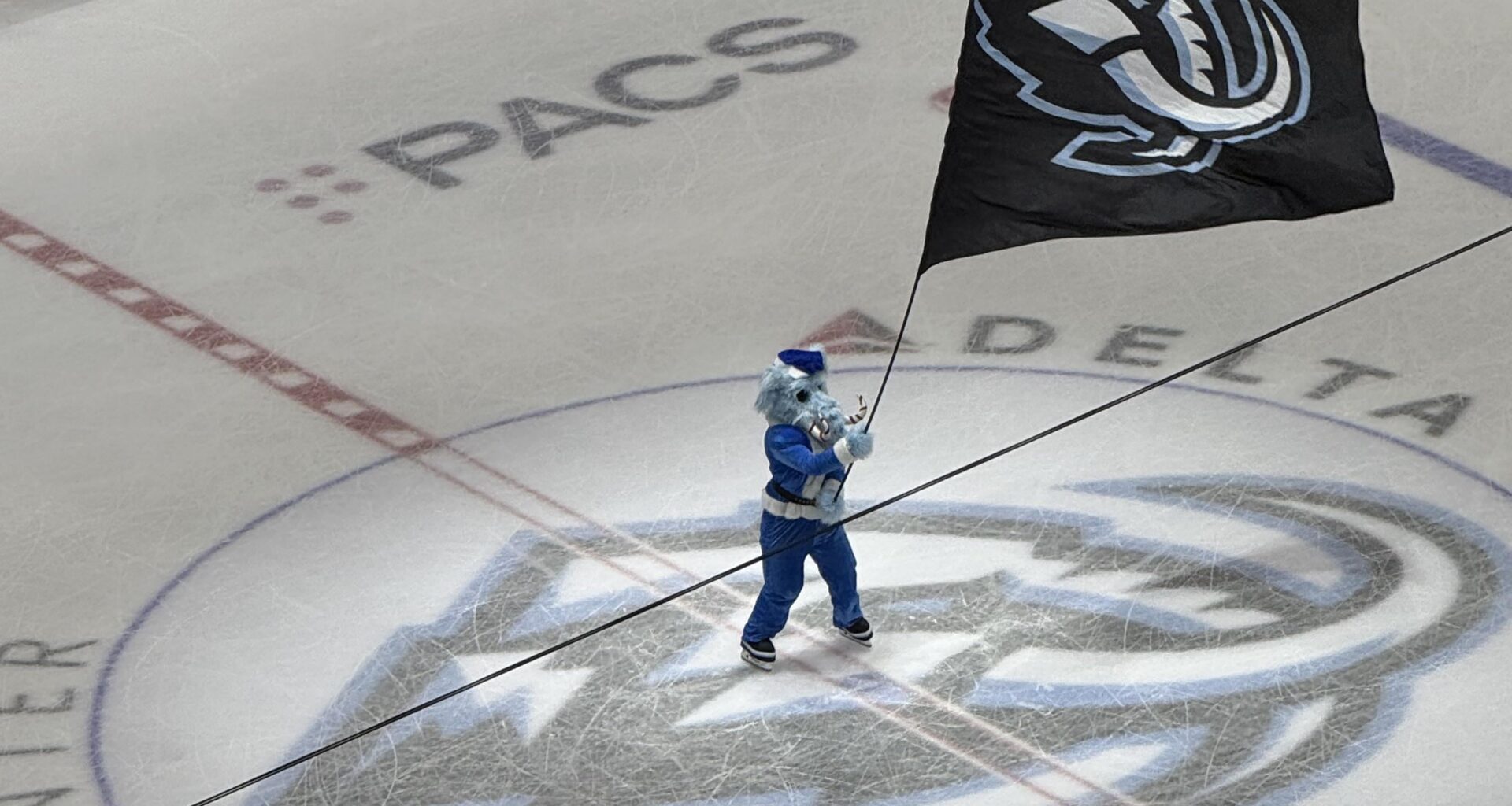 Tusky with his candy-cane-striped tusks