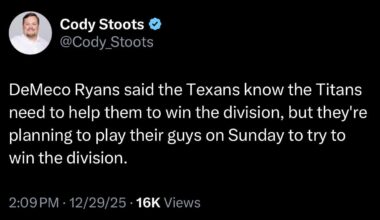 DeMeco on the starters playing on Sunday