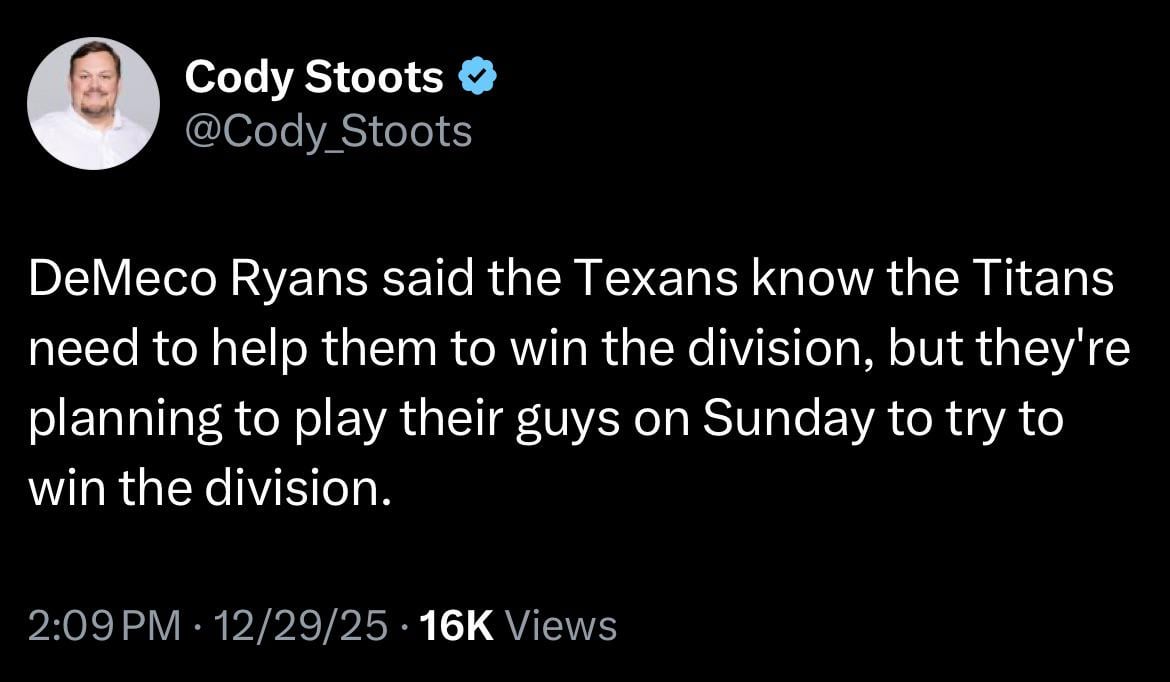 DeMeco on the starters playing on Sunday