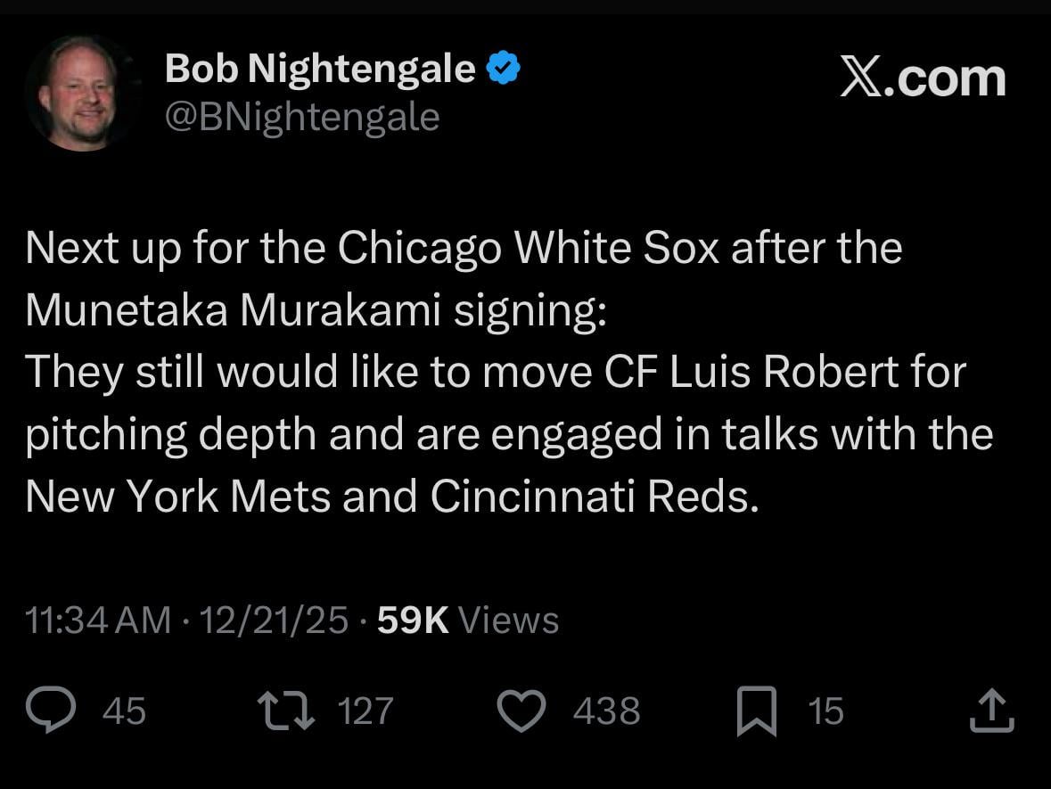 [Nightengale] Mets and Reds engaged in talks regarding Luis Robert, Jr.