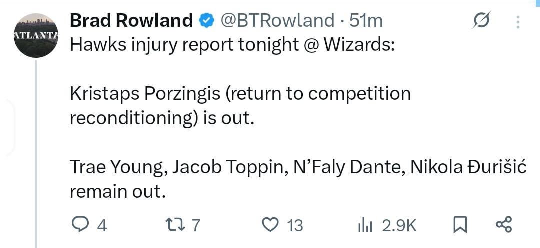 Injury report update: KP - out