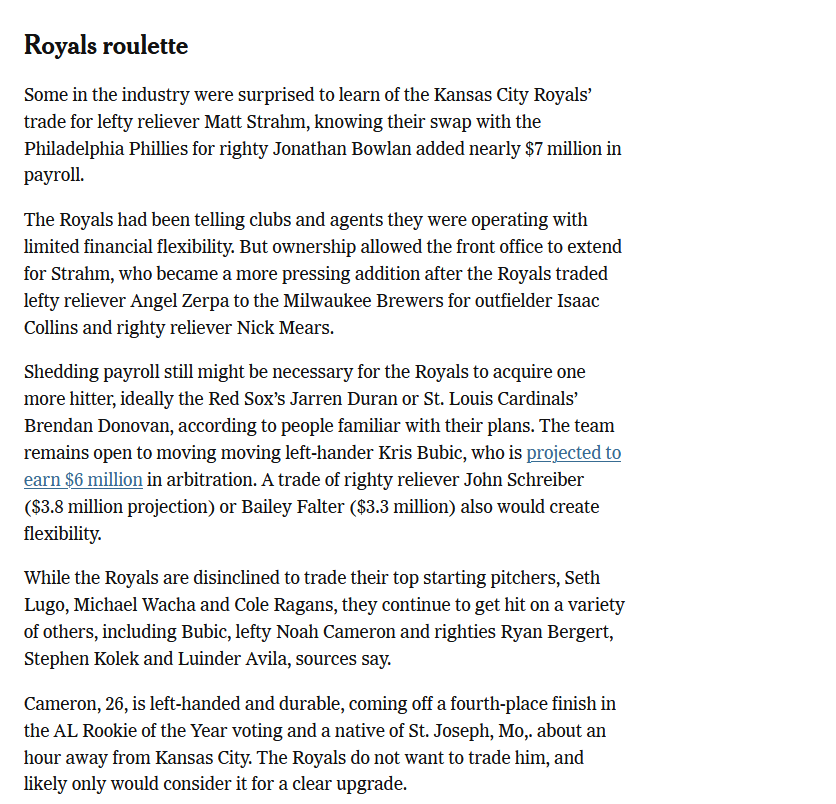 Ken Rosenthal’s latest notes on the Royals in his article