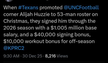 Texans extend UDFA Alijah Huzzie