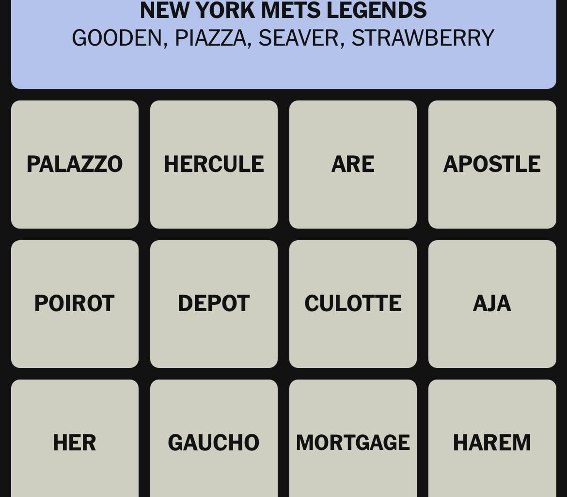 The Mets made it into the NY Times Connections puzzle for the second time in a month!